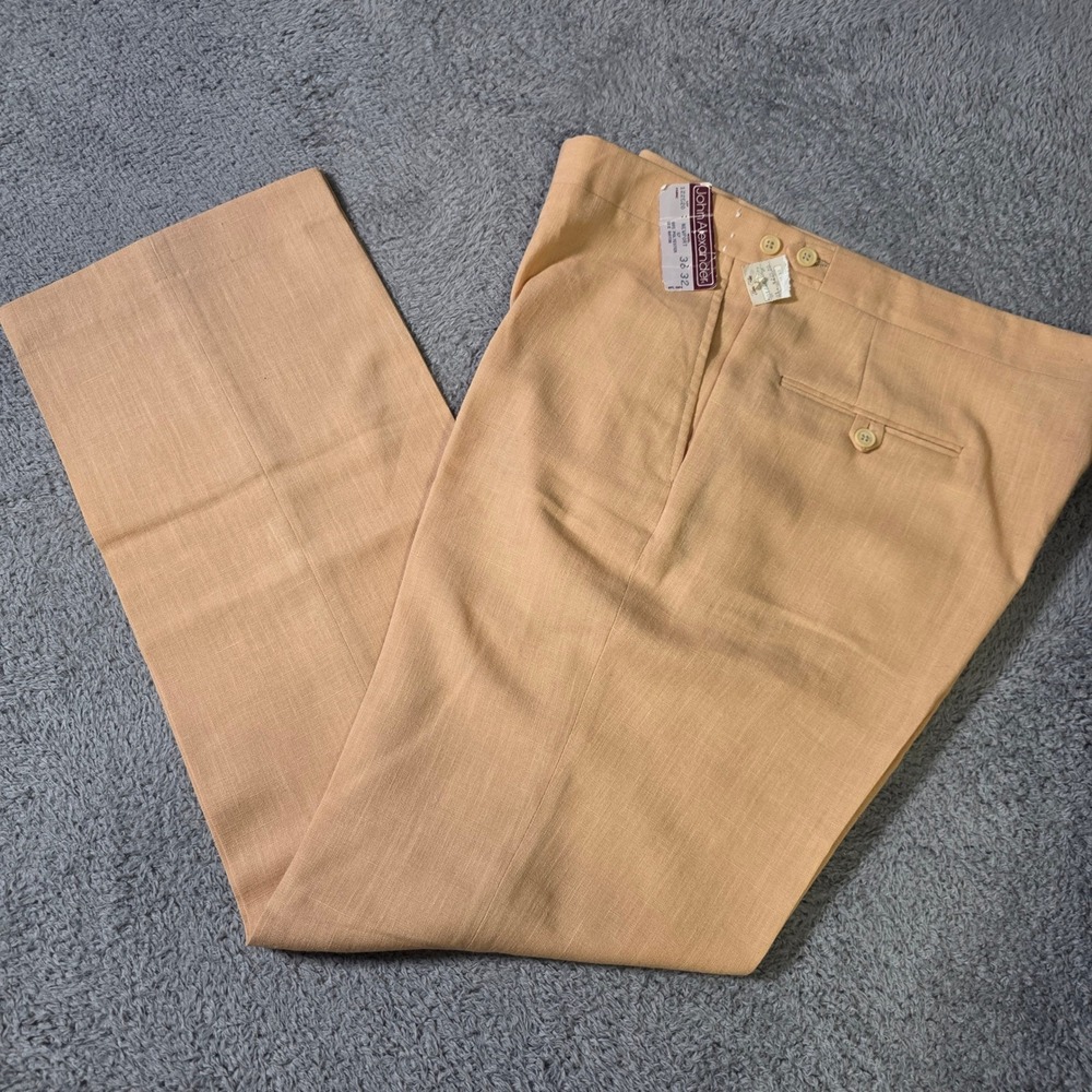 John Alexander Mens 36x32 Newport Trousers Peach‎ Vintage Made in USA Flat Front